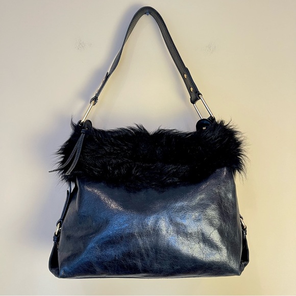 Badgley Mischka Handbags - Badgley Mischka Furry Black Y2K Shoulder Bag